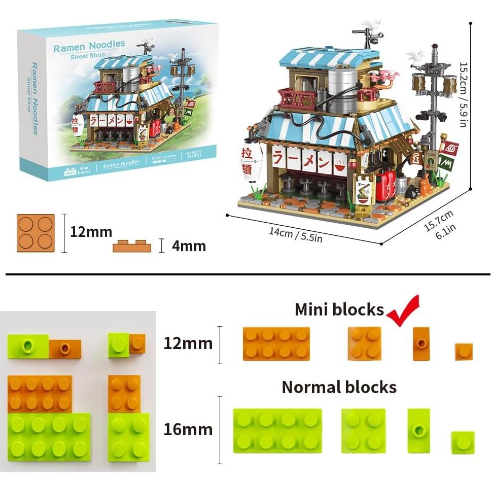 Conjunto de Bloques de Construcción Tienda de Ramen Japonesa 20x20cm