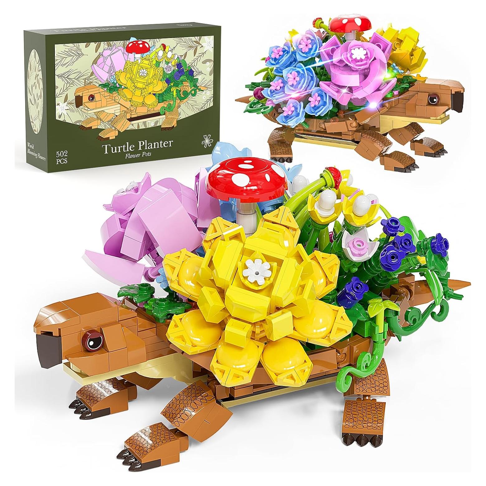 Juego de Construcción Tortuga Marina con Suculentas y Luces LED