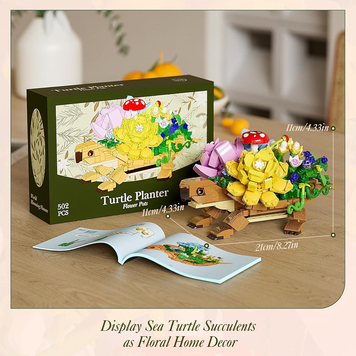 Juego de Construcción Tortuga Marina con Suculentas y Luces LED