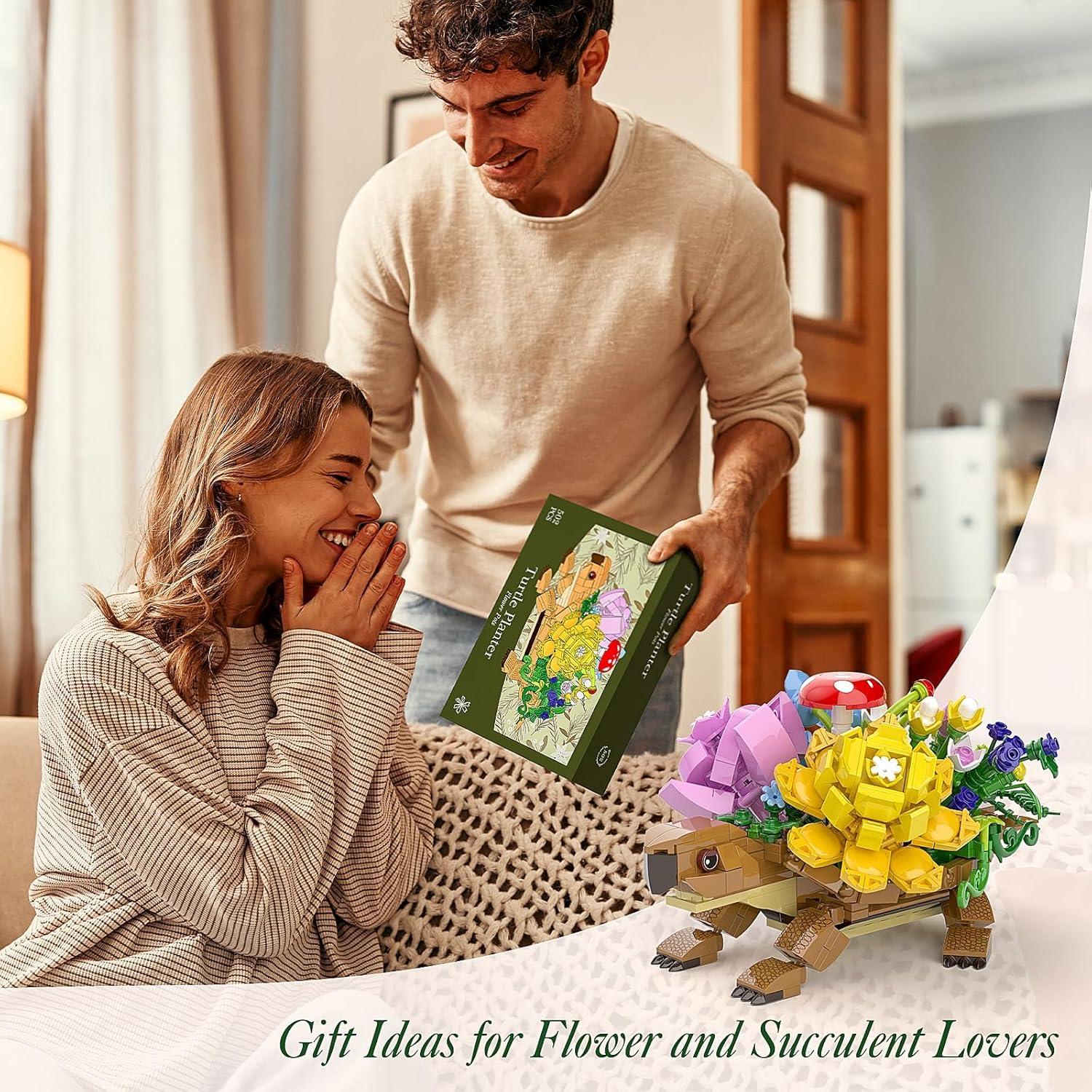 Juego de Construcción Tortuga Marina con Suculentas y Luces LED