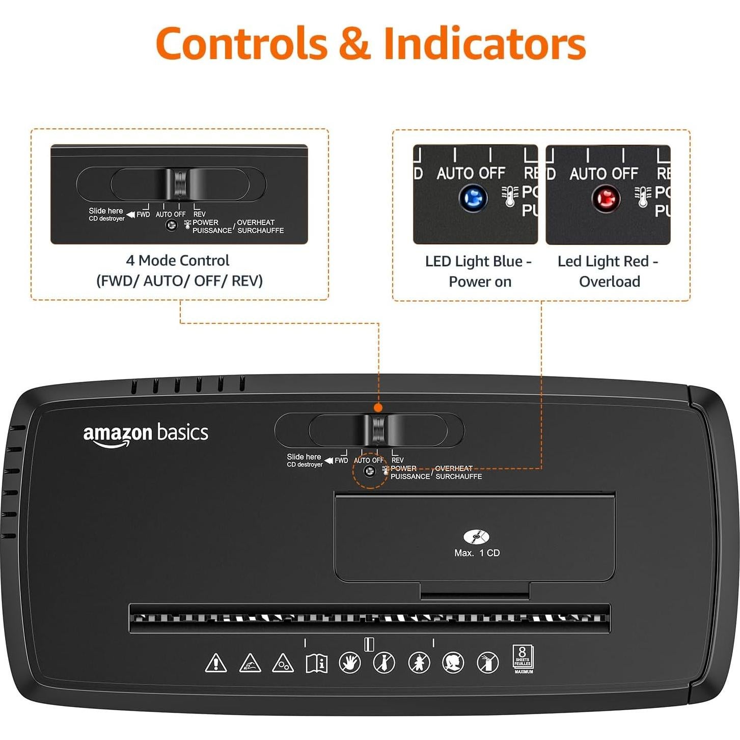 Trituradora de Papel Amazon Basics S120-E, 8 Hojas, Compacta