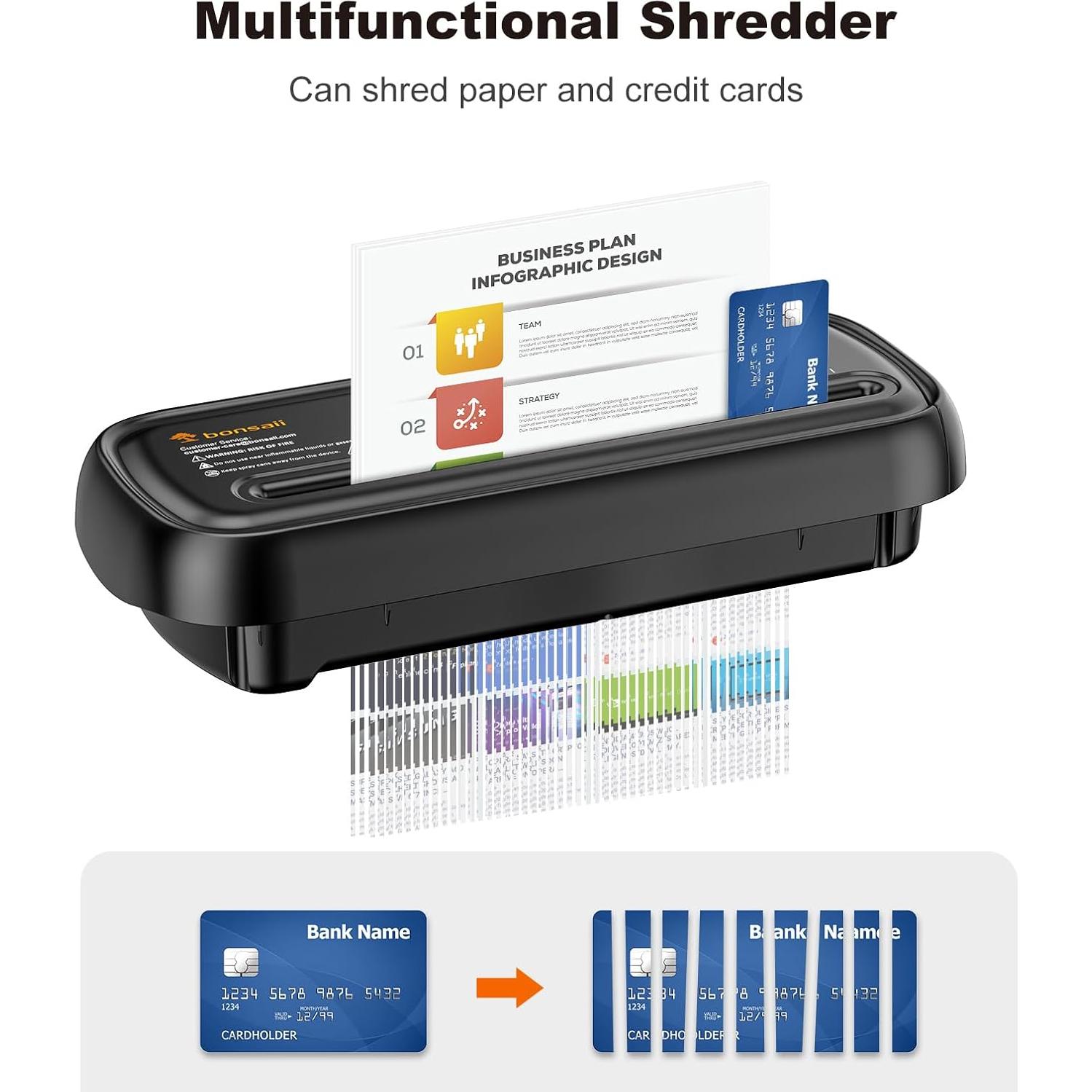Destructora de Papel Bonsaii S123-B 6 Hojas Corte en Tiras