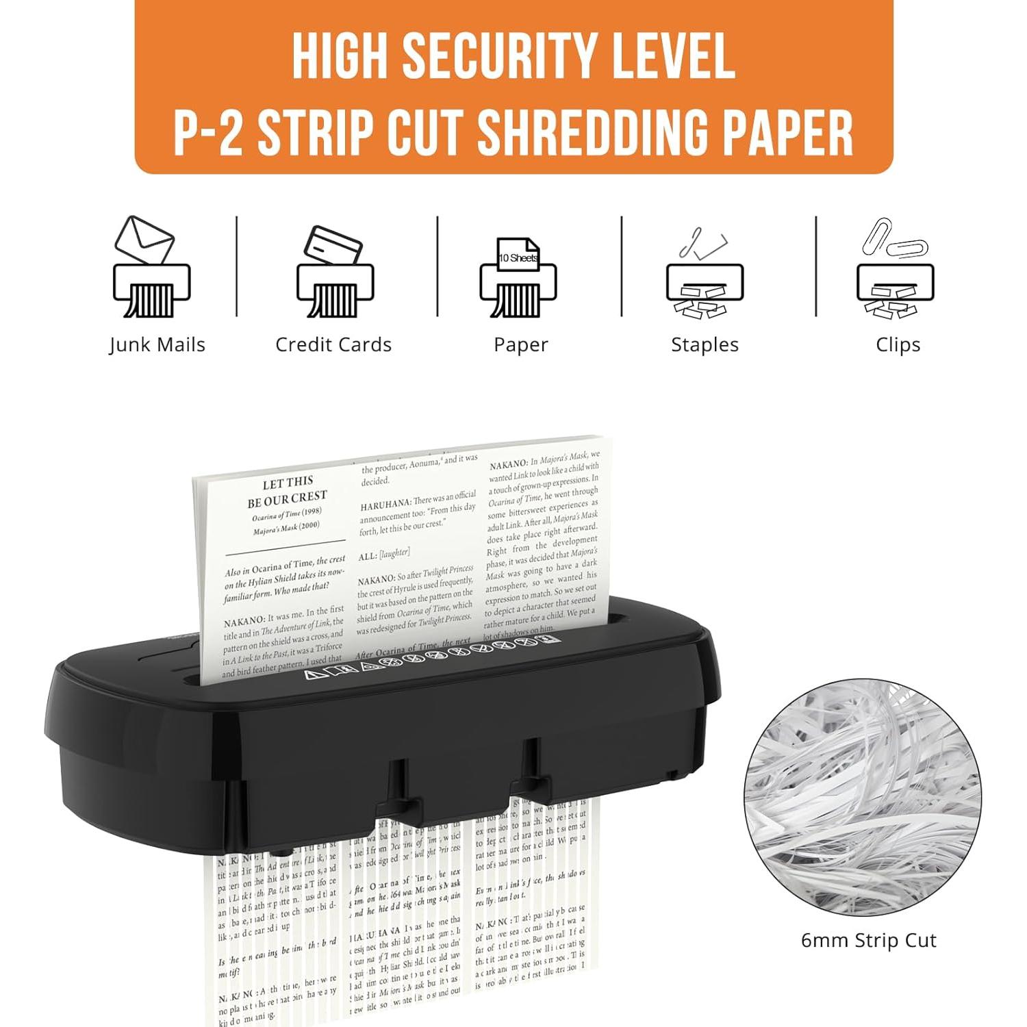 Destructora de Papel Woolsche SD108 10 Hojas Corte en Tiras