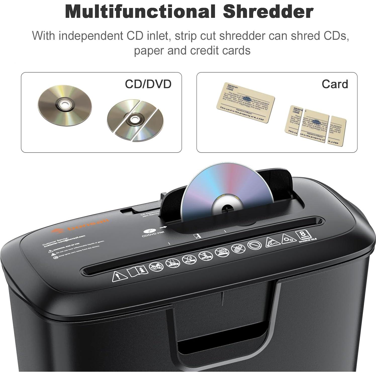 Destructora de Papel Bonsaii S120-C 8 Hojas Corte en Tiras