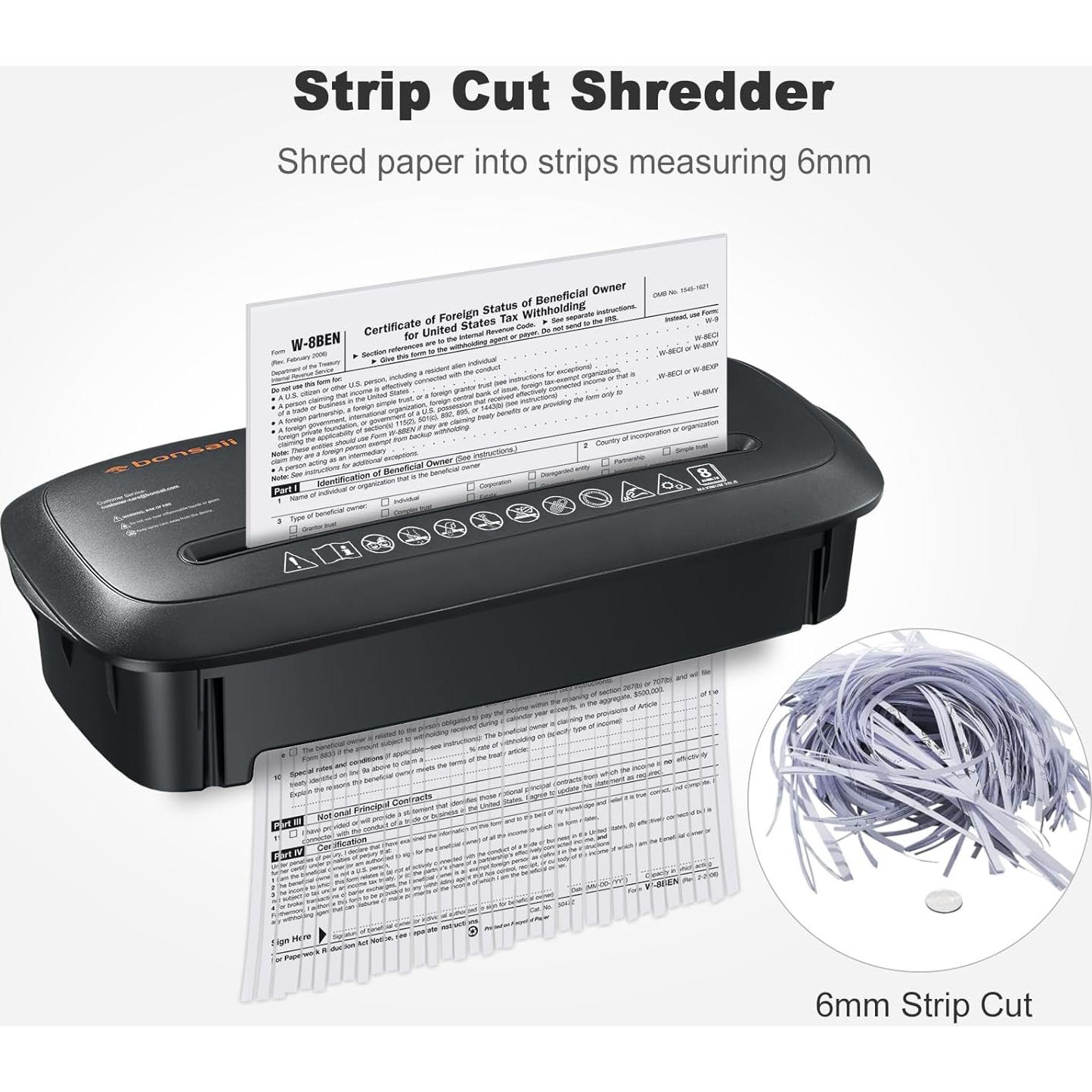 Destructora de Papel Bonsaii S120-C 8 Hojas Corte en Tiras