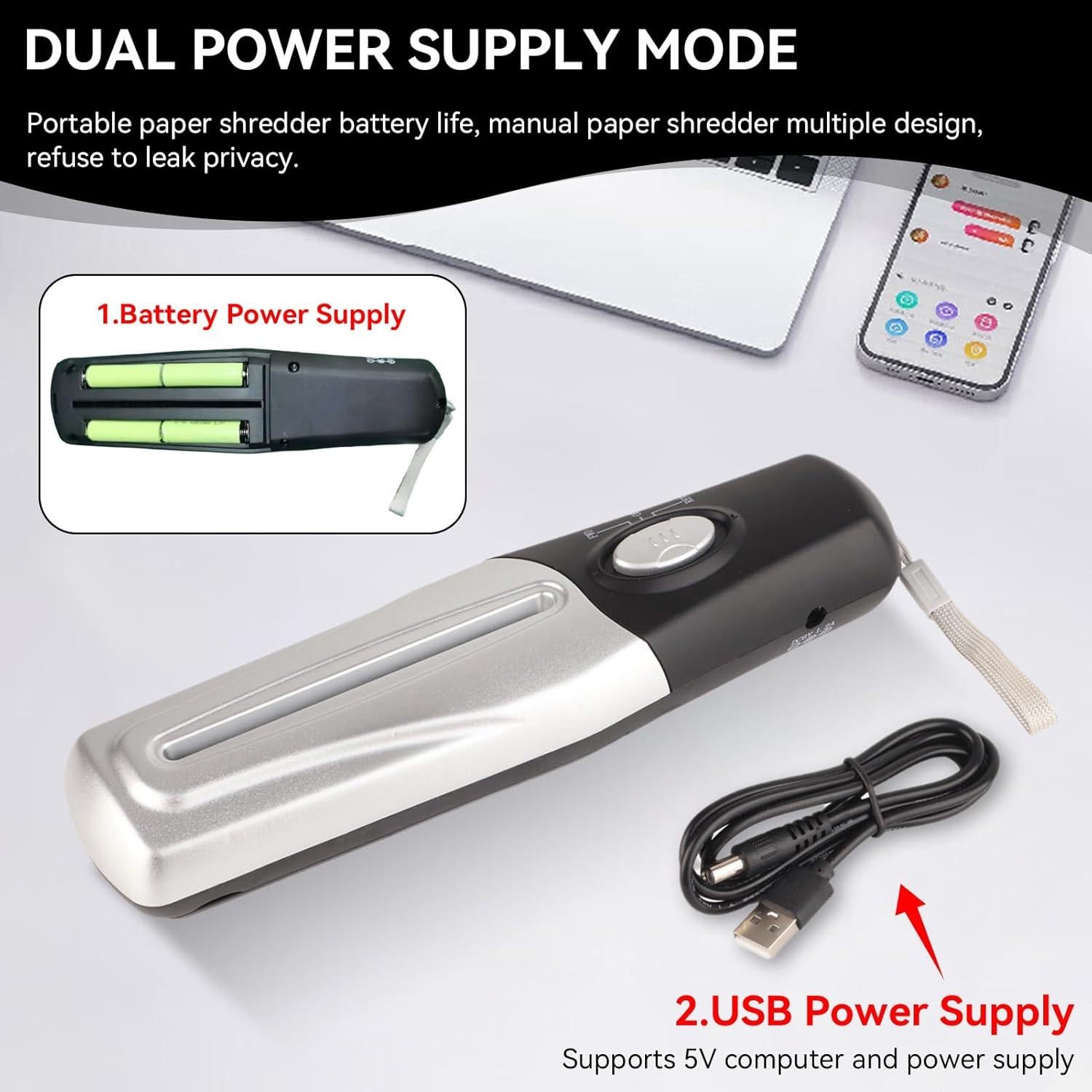 Destructora de Papel Portátil USB HERCHR 388g Compacta