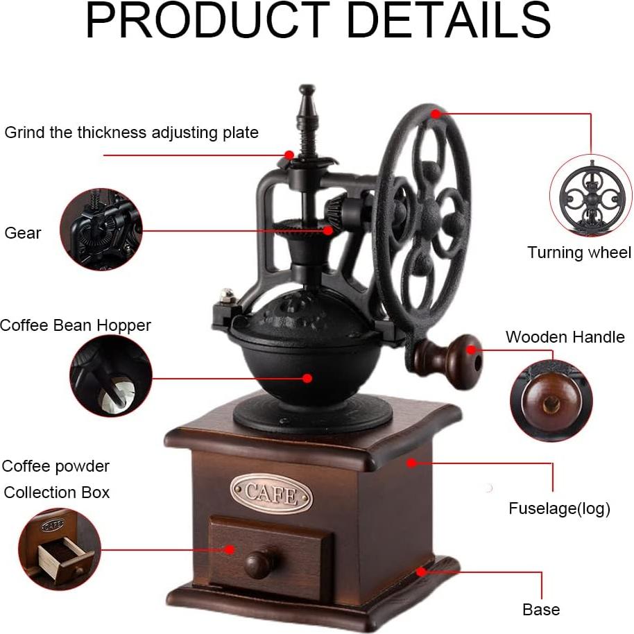 Molino de Café Manual YUEHUA de Madera Vintage 1.09 kg