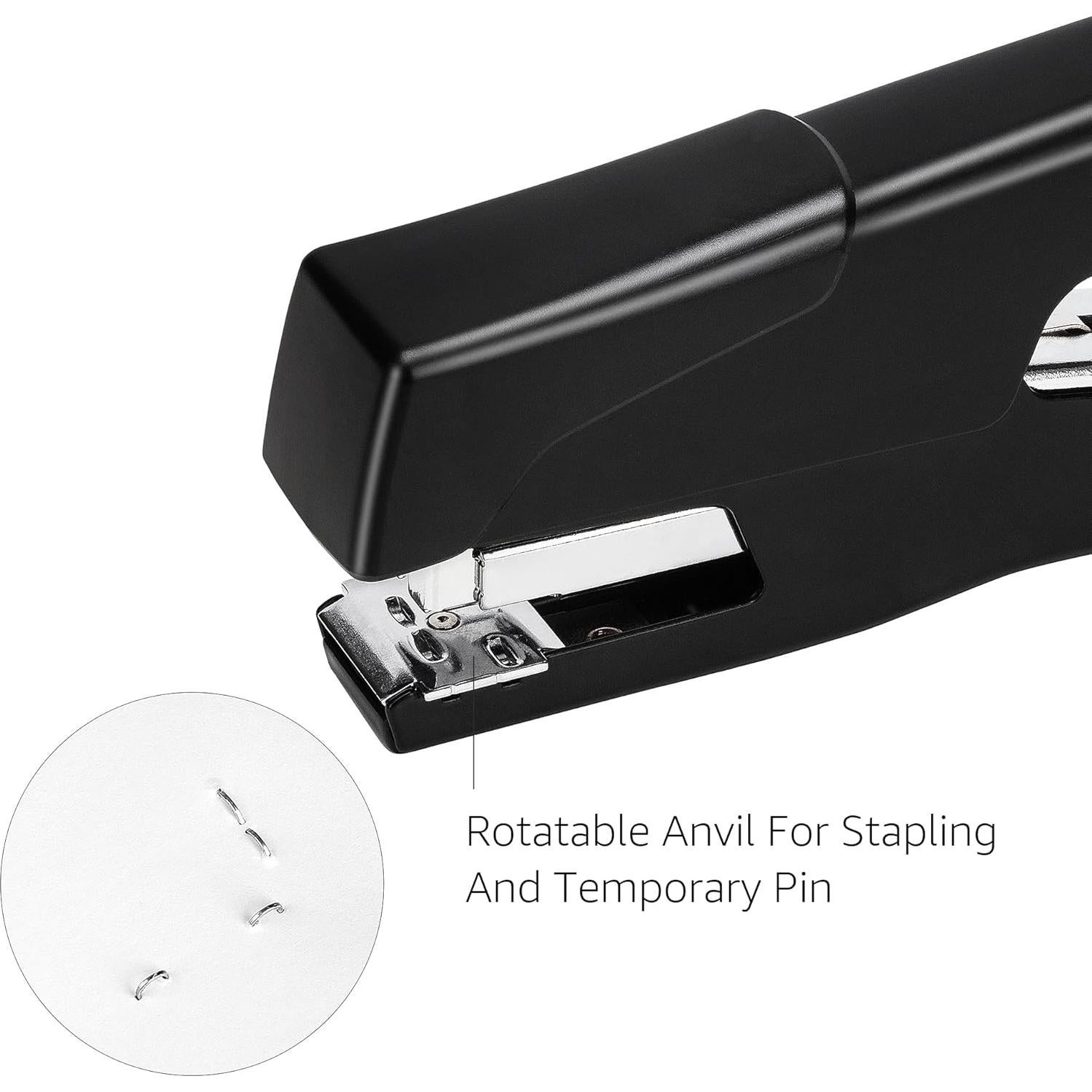 Grapadora de mano Amazon Basics sin esfuerzo, 25 hojas, negra