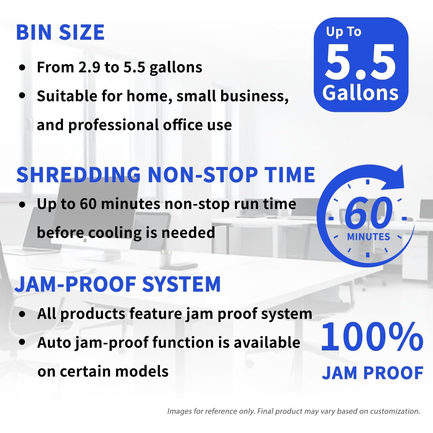 BONSAII Trituradora Personalizable 12 Hojas 20.8L Alta Seguridad