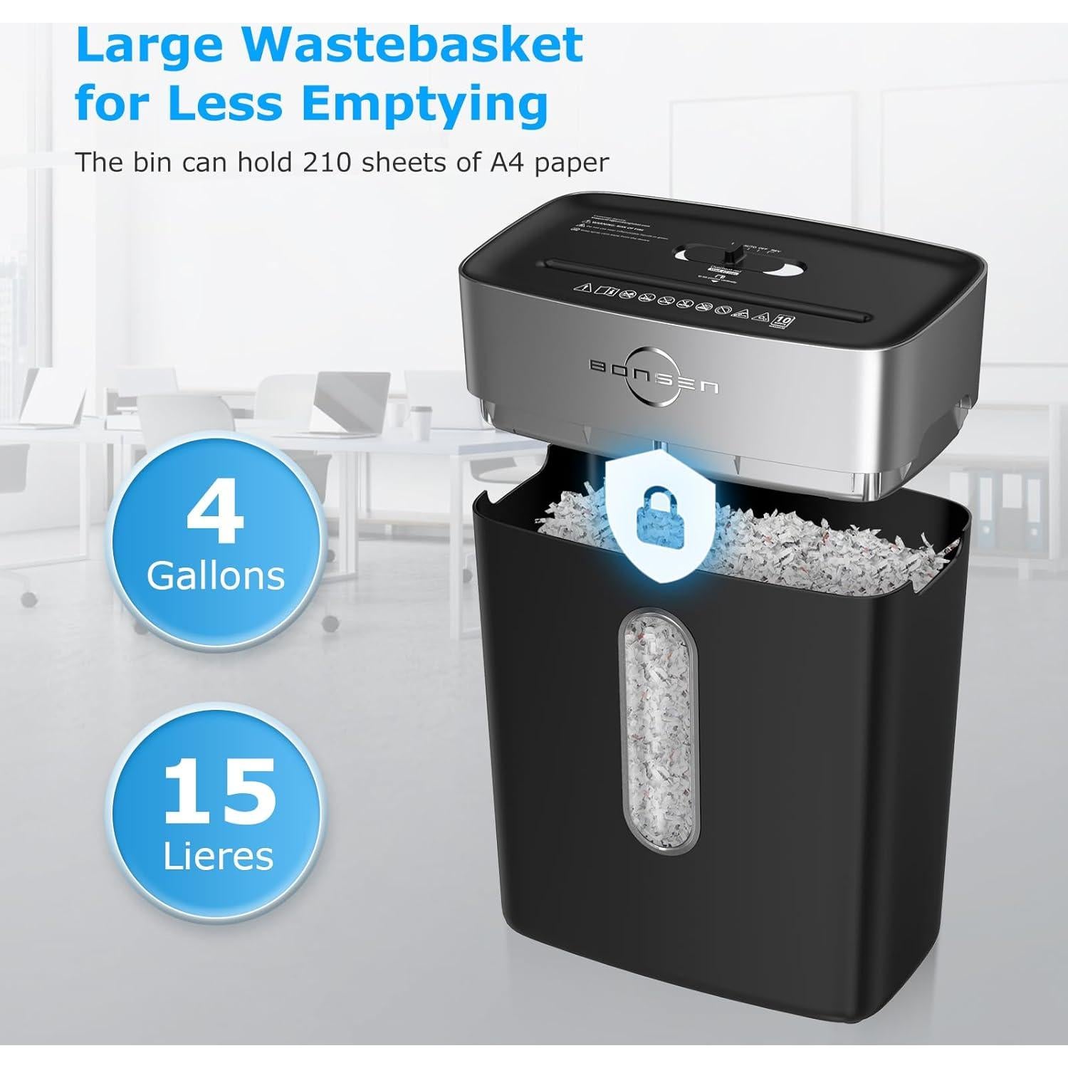 Trituradora de Papel BONSEN S3201 10 Hojas Corte Cruzado