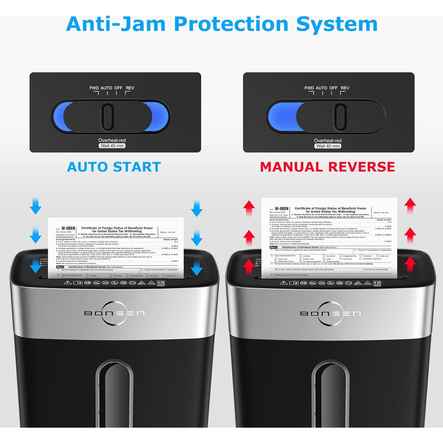 Trituradora de Papel BONSEN S3201 10 Hojas Corte Cruzado