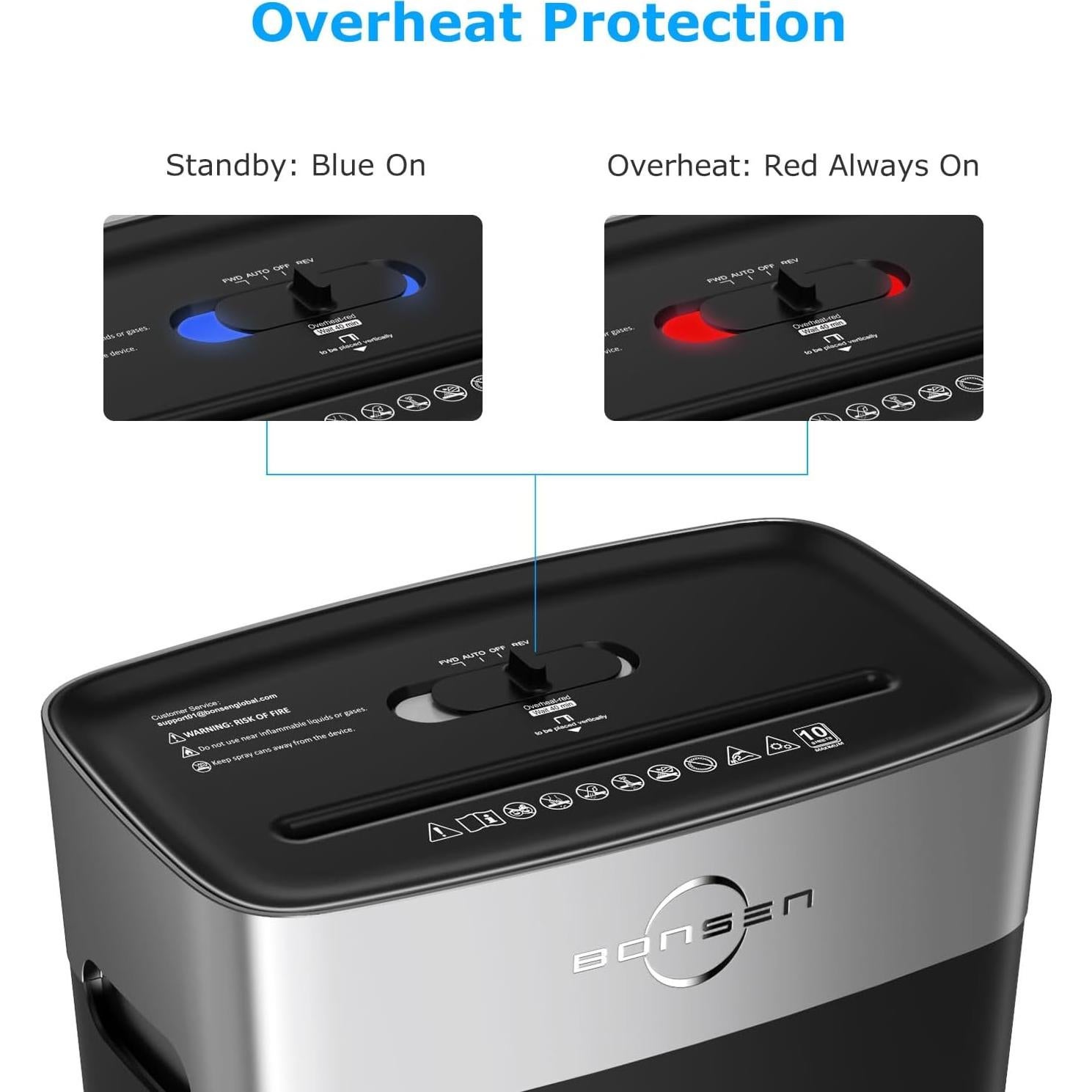 Trituradora de Papel BONSEN S3201 10 Hojas Corte Cruzado