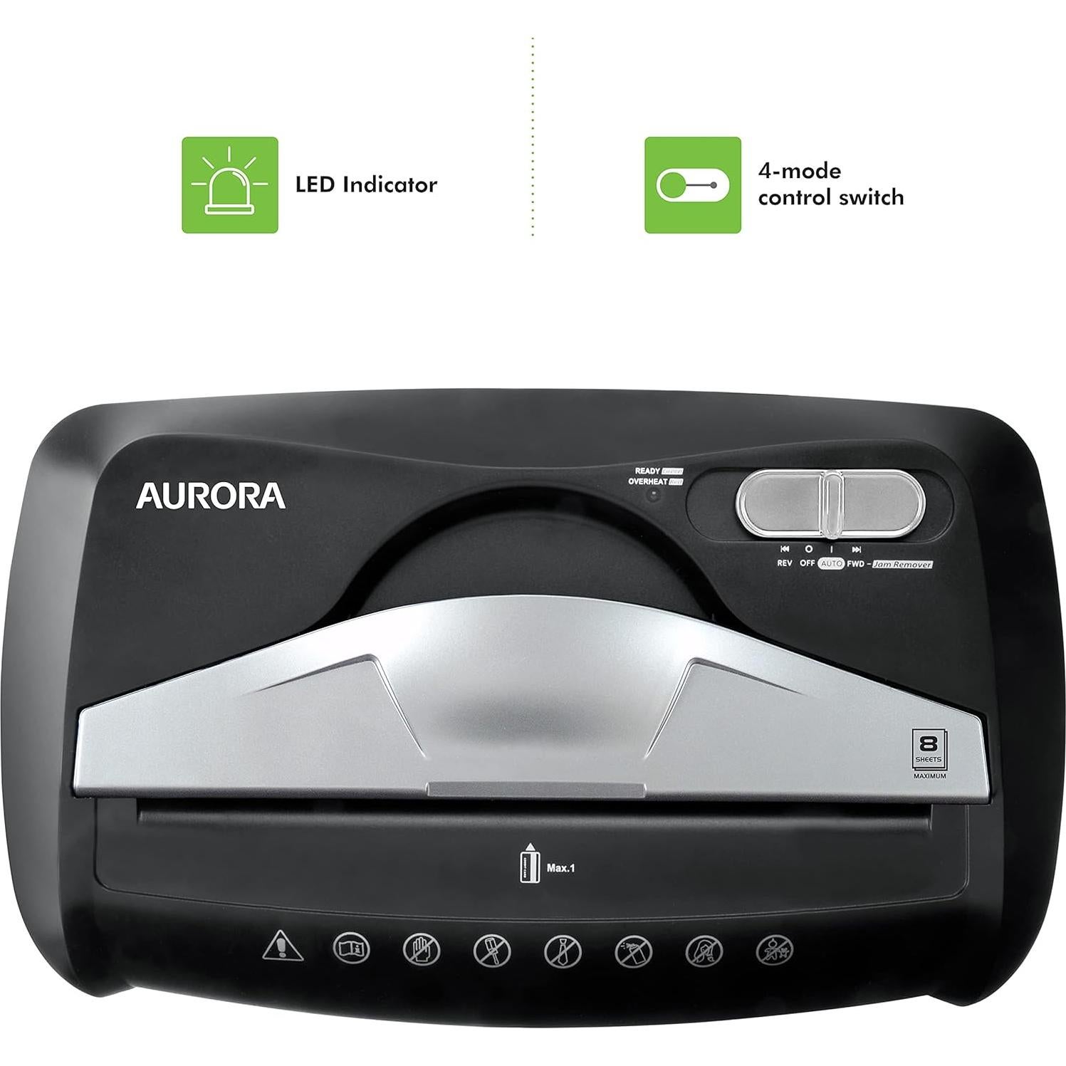 Destructora de Papel y Tarjetas Aurora AU875XZ, Corte en Cruz 8 Hojas