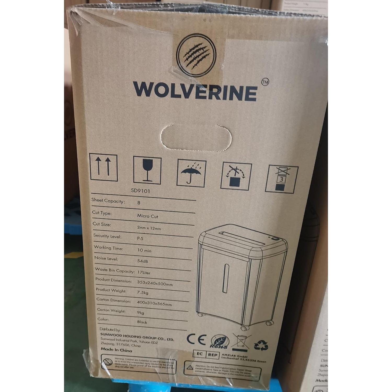 Trituradora de Papel WOLVERINE SD9101 8 Hojas P-5 Ultra Silenciosa