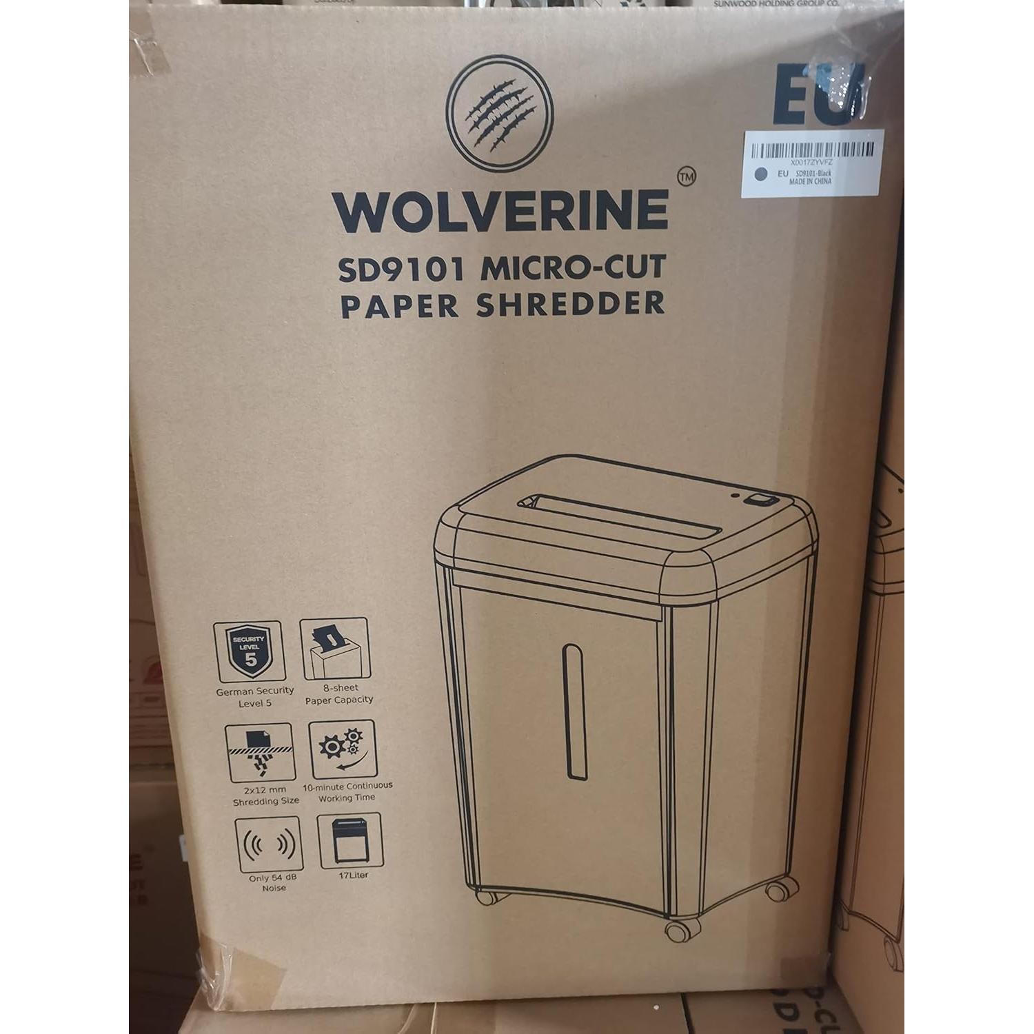 Trituradora de Papel WOLVERINE SD9101 8 Hojas P-5 Ultra Silenciosa