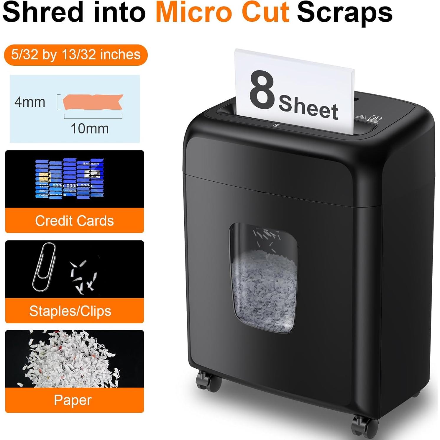 Bonsaii Trituradora de Papel Micro Corte 8 Hojas 4 Galones