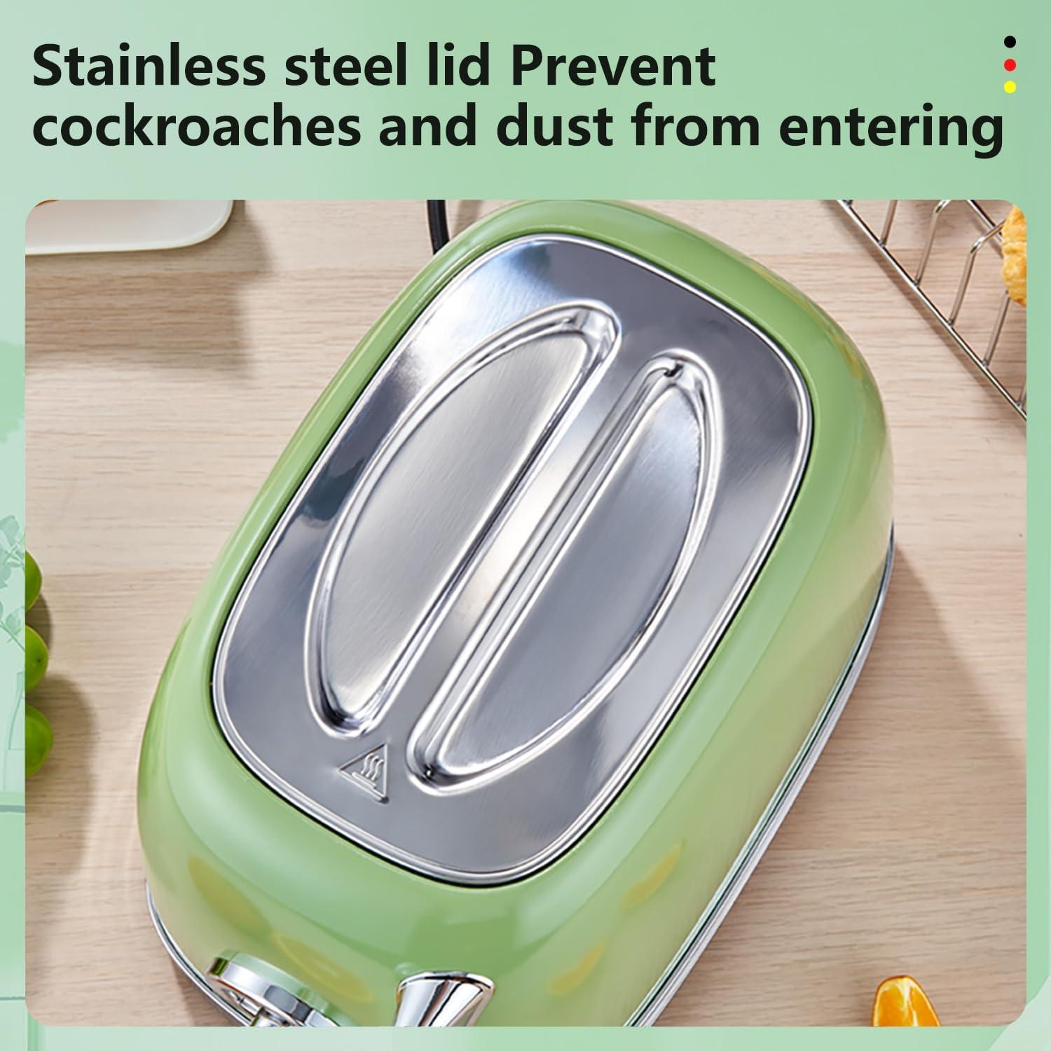 Tostadora Retro Wiltal Verde 2 Rebanadas Acero Inoxidable