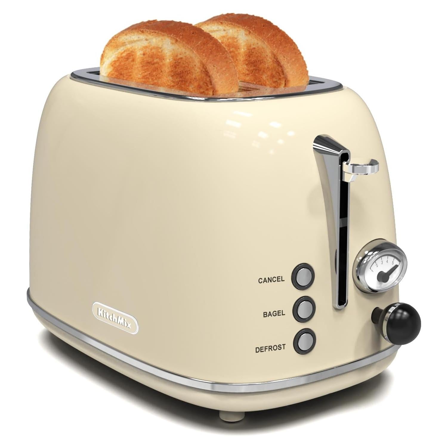 Tostadora Retro KitchMix 2 Rebanadas Acero Inoxidable 825W