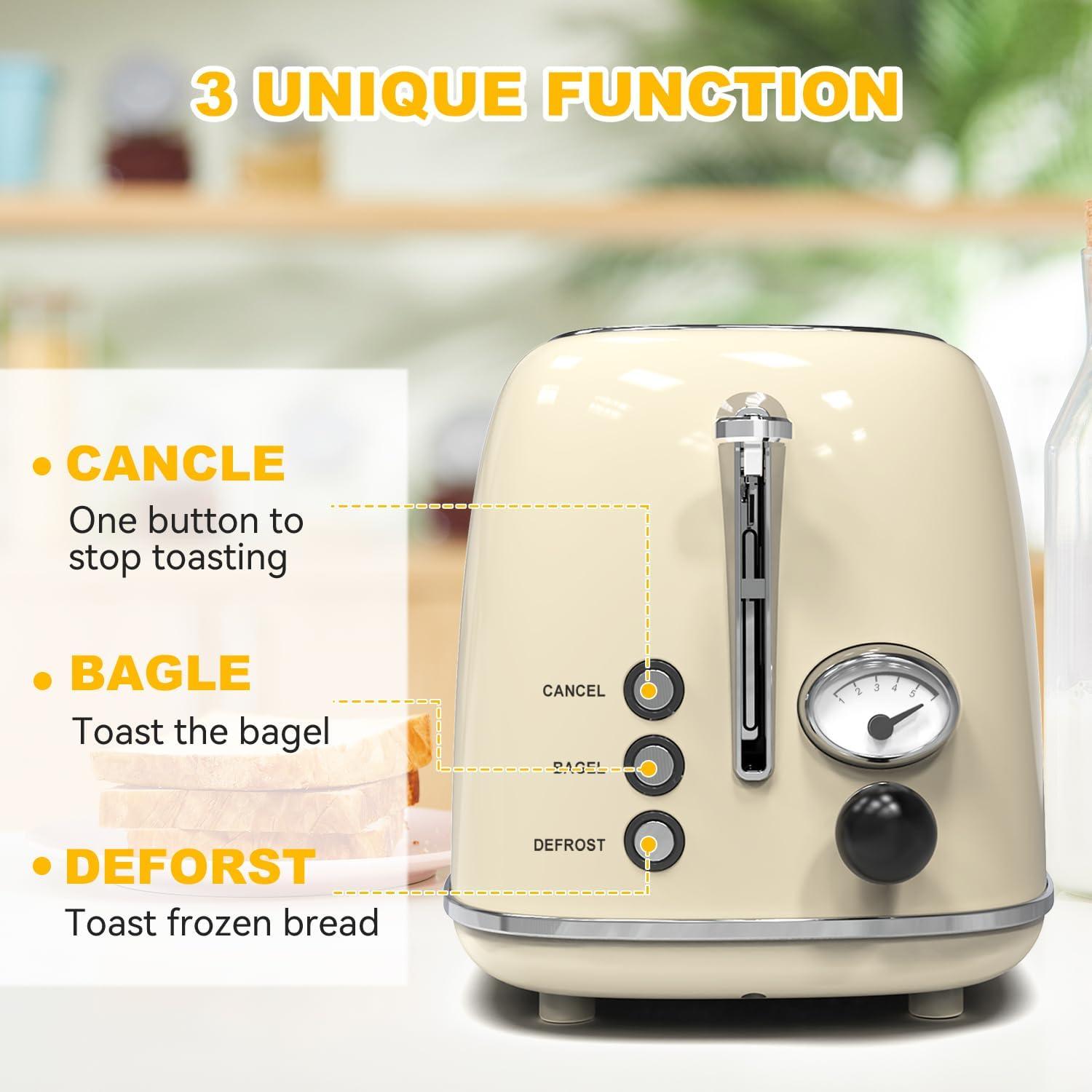 Tostadora Retro KitchMix 2 Rebanadas Acero Inoxidable 825W