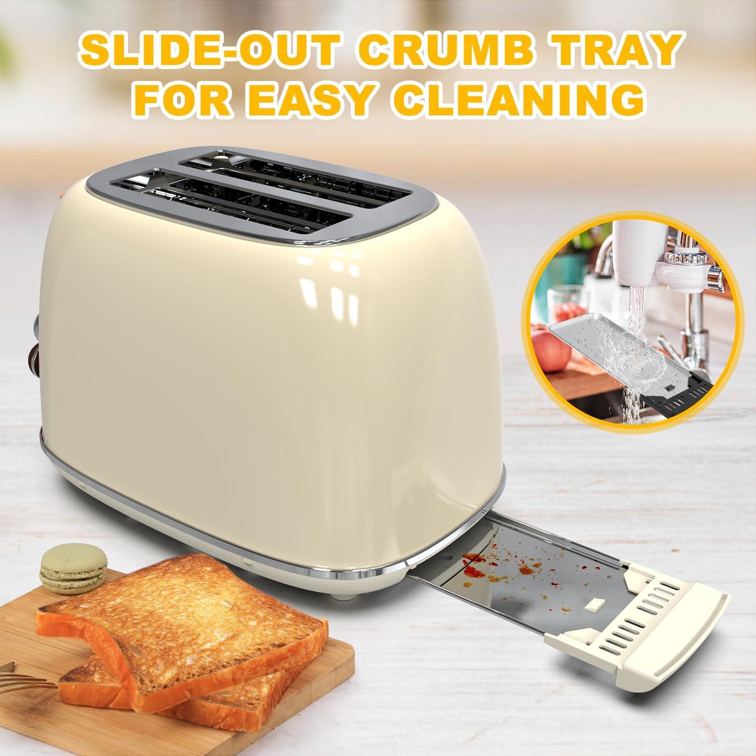 Tostadora Retro KitchMix 2 Rebanadas Acero Inoxidable 825W