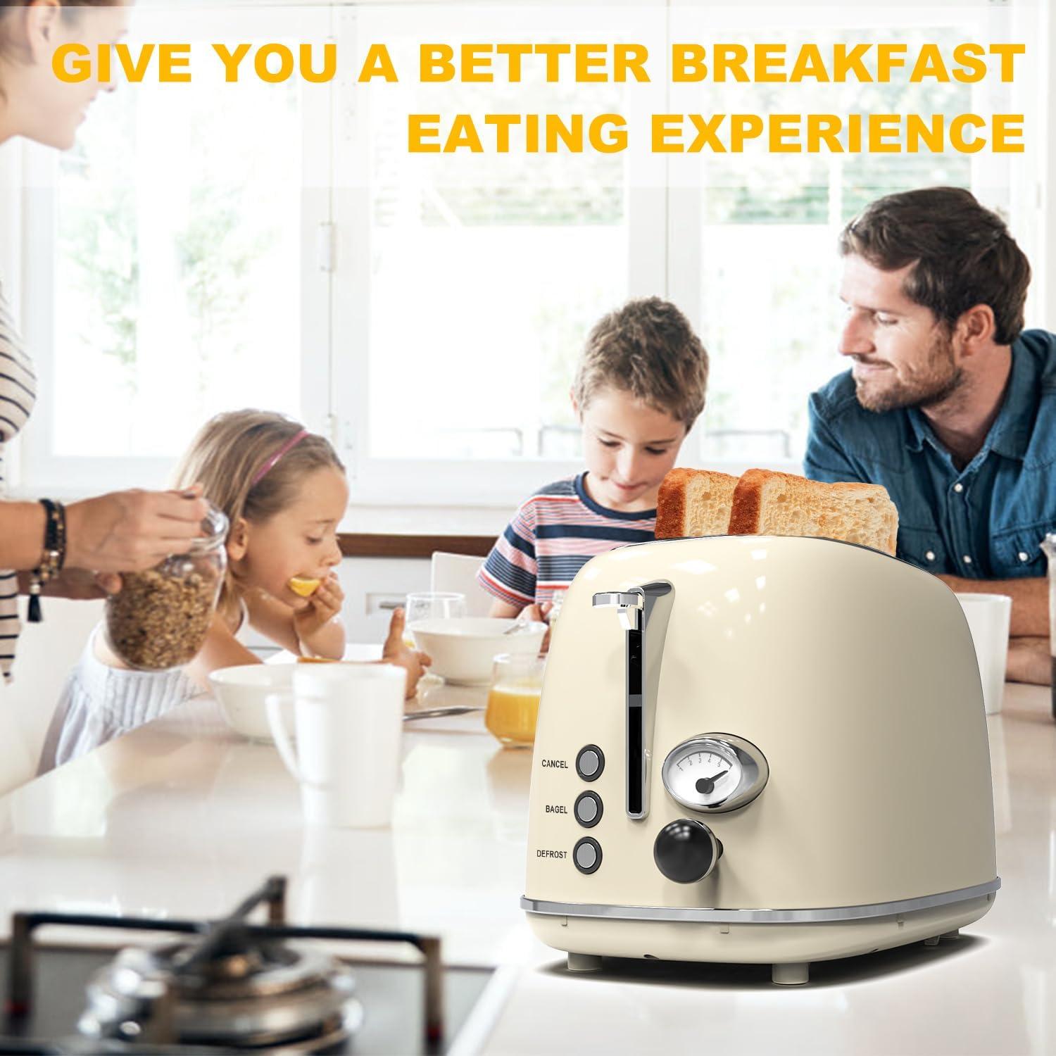 Tostadora Retro KitchMix 2 Rebanadas Acero Inoxidable 825W