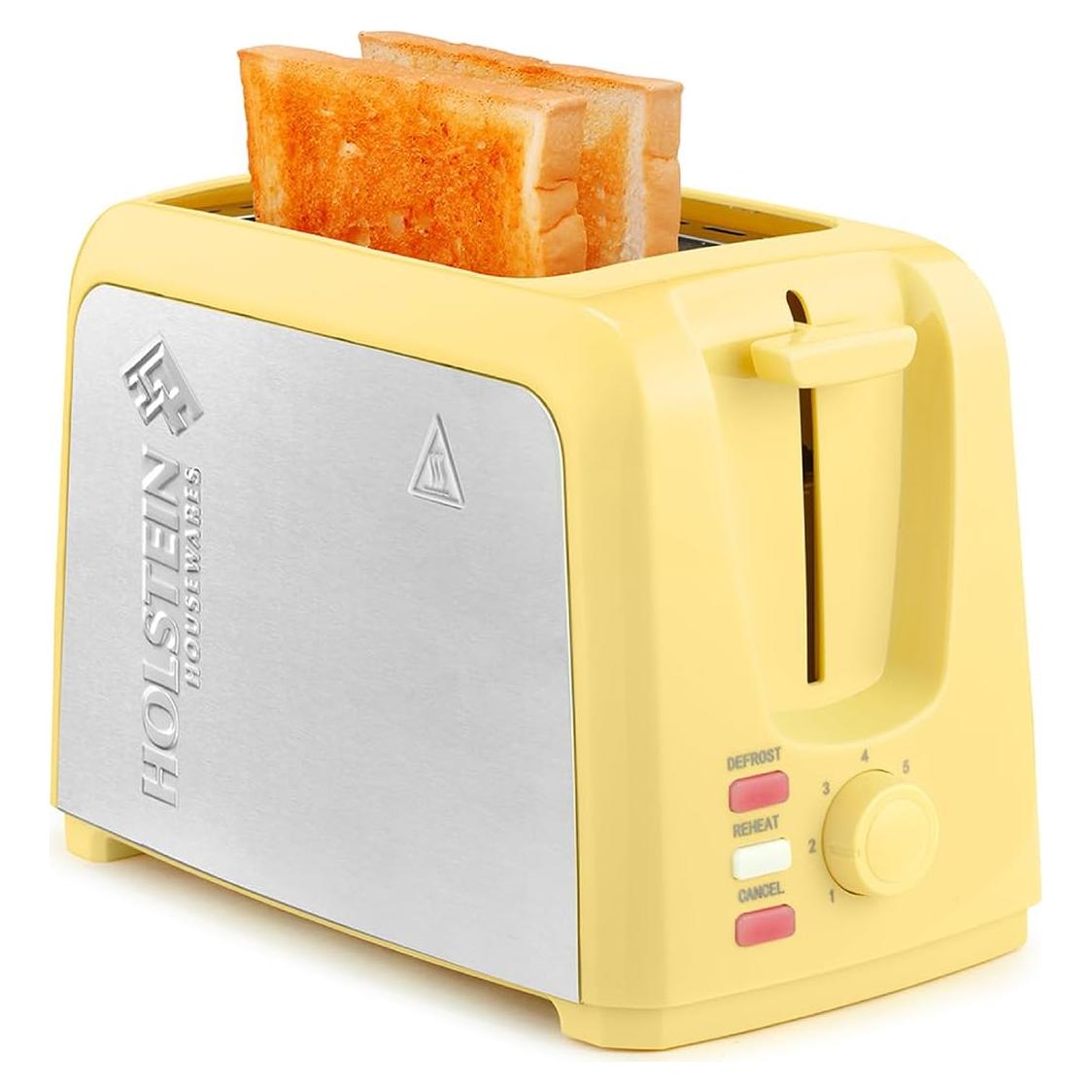Tostadora Holstein Housewares 2 Rebanadas Amarilla Acero Inoxidable