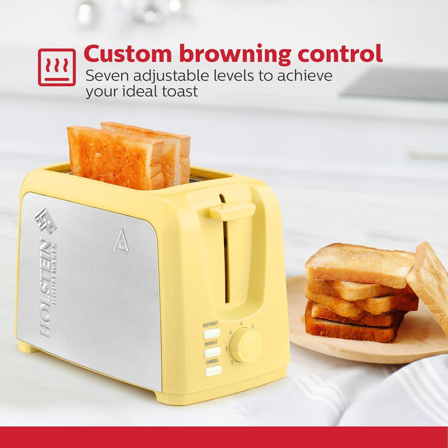 Tostadora Holstein Housewares 2 Rebanadas Amarilla Acero Inoxidable