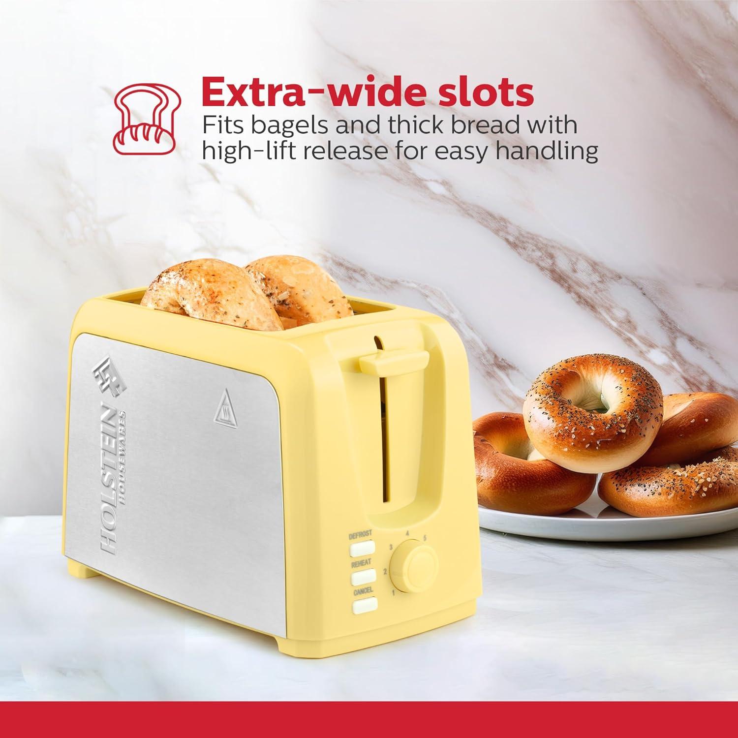 Tostadora Holstein Housewares 2 Rebanadas Amarilla Acero Inoxidable