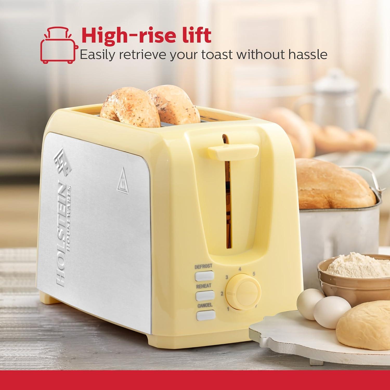 Tostadora Holstein Housewares 2 Rebanadas Amarilla Acero Inoxidable