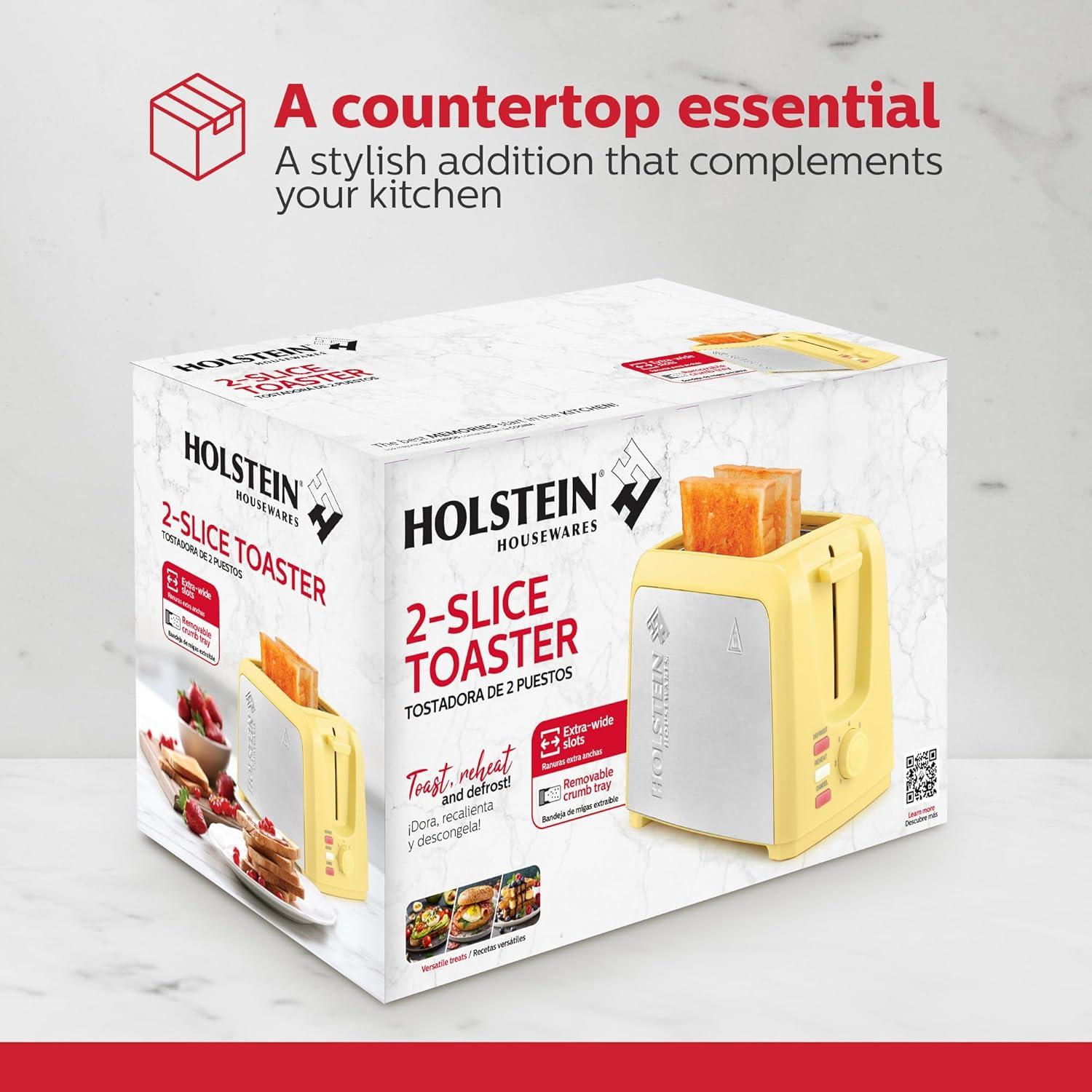 Tostadora Holstein Housewares 2 Rebanadas Amarilla Acero Inoxidable