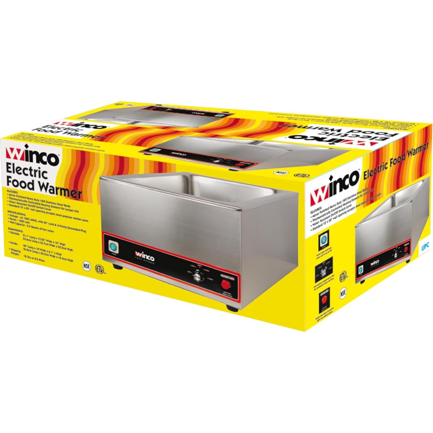 Calentador de Comida Portátil Winco FW-S500 Acero Inoxidable 1200W