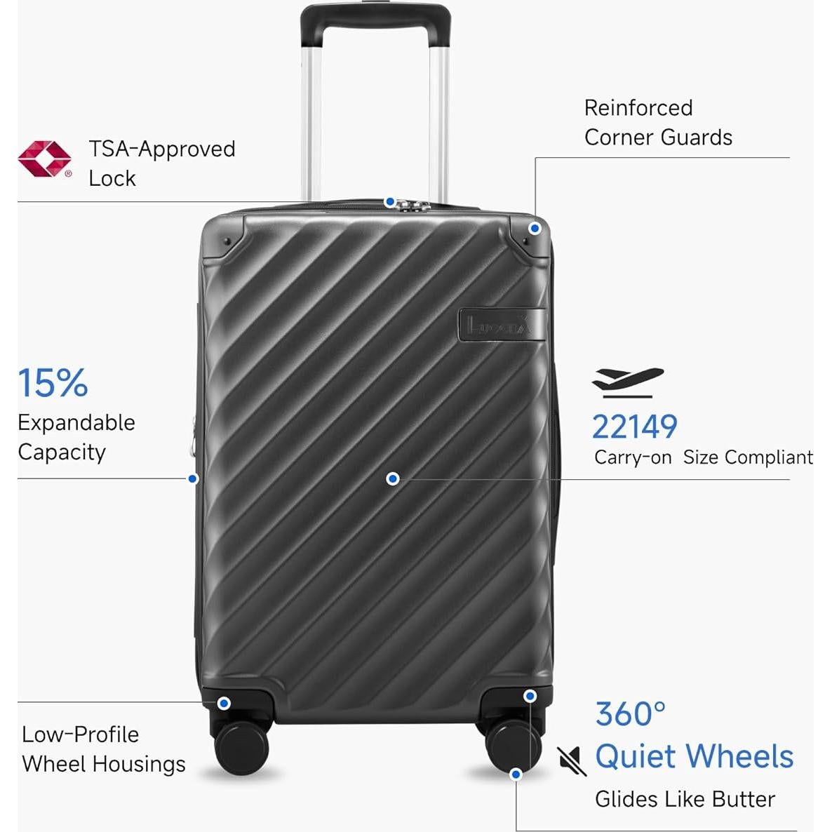 Maleta de Mano Luggex 20 Pulgadas Expandible Policarbonato