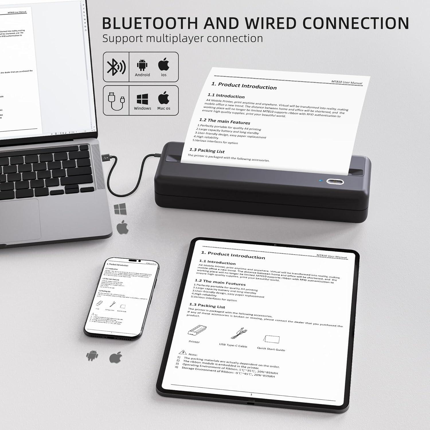 Impresora Inalámbrica Sin Tinta HPRT MT810 para Oficina y Viajes