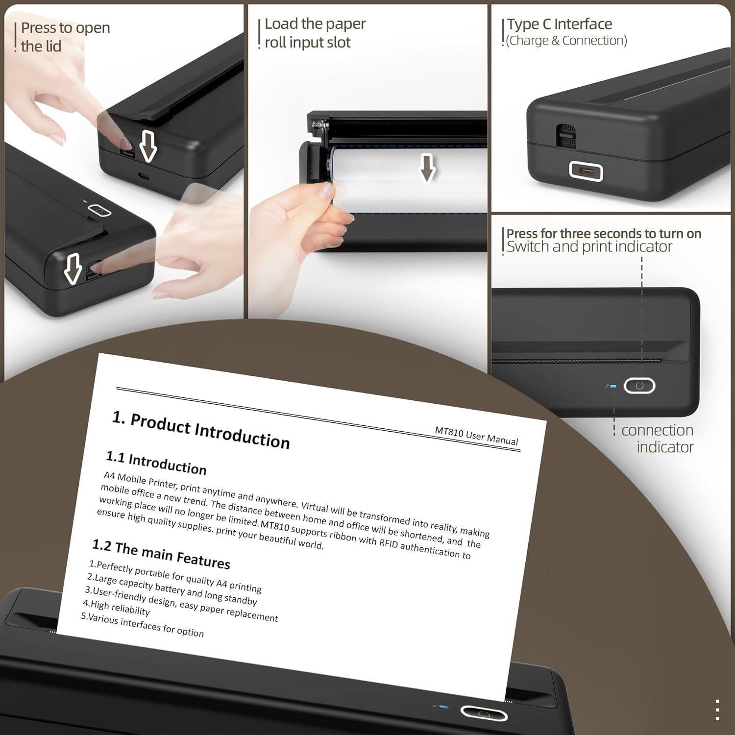 Impresora Inalámbrica Sin Tinta HPRT MT810 para Oficina y Viajes