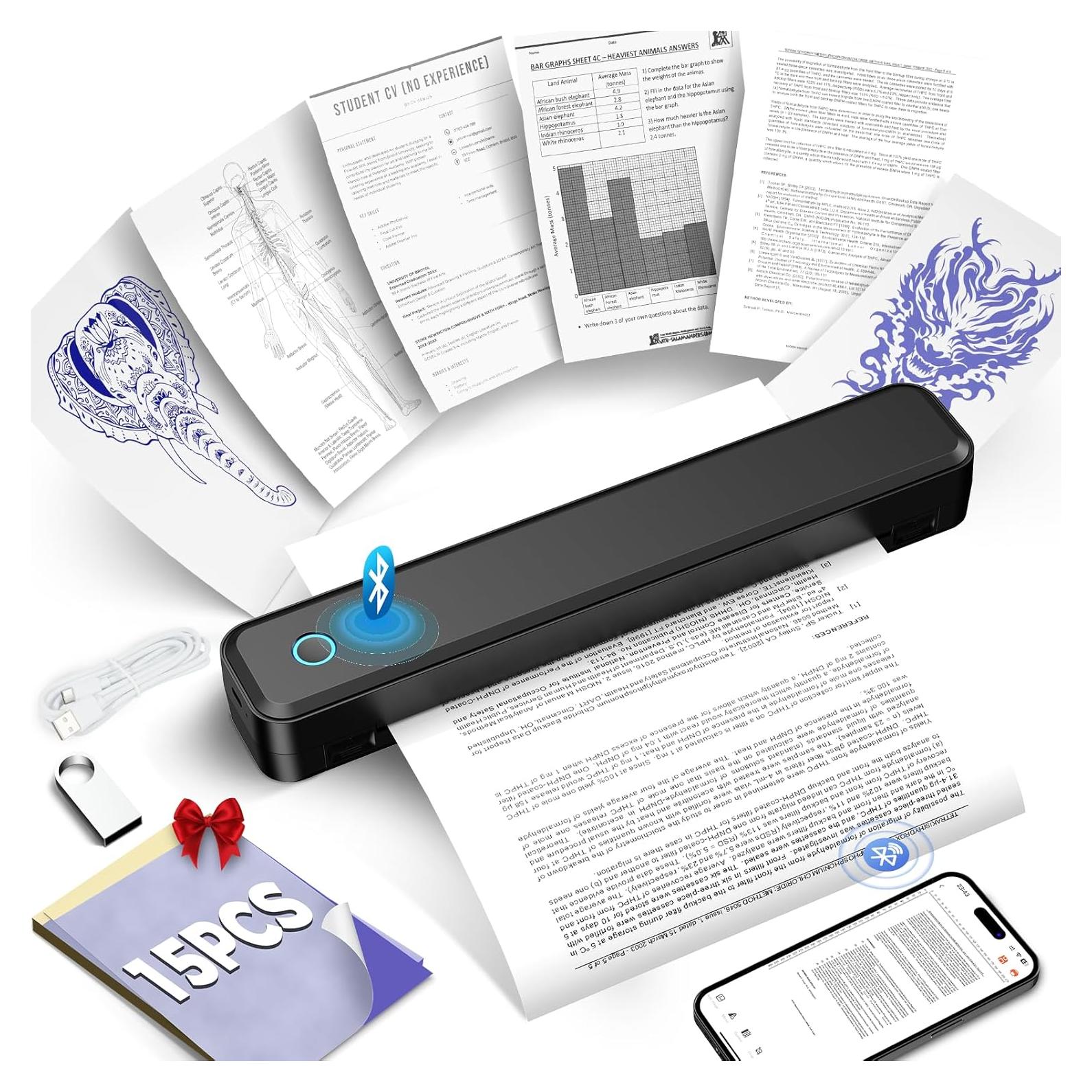 Impresora Térmica Portátil Aixiqee Bluetooth Negra A4