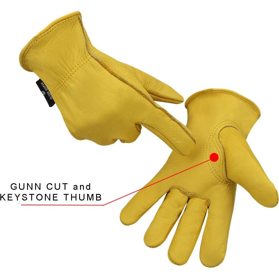 Heavy Duty leather work Gloves,Safety Cowhide Leather Garden Working Gloves for Men/Women,Driving,Yard work