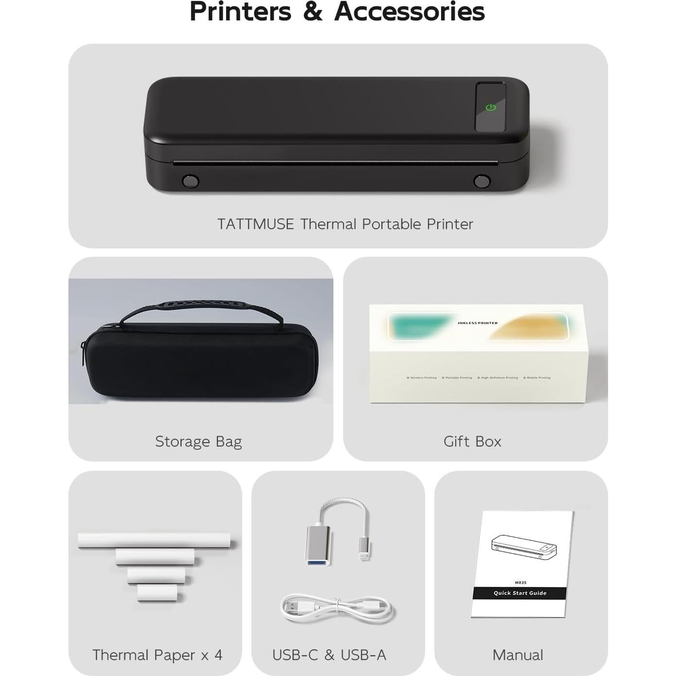 Impresora Térmica Portátil TATTMUSE A285M Bluetooth 0.68kg