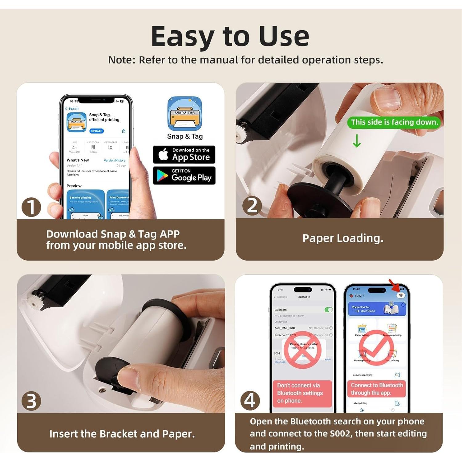 Impresora de Etiquetas Térmica ORGSTA S002 Bluetooth 300 DPI