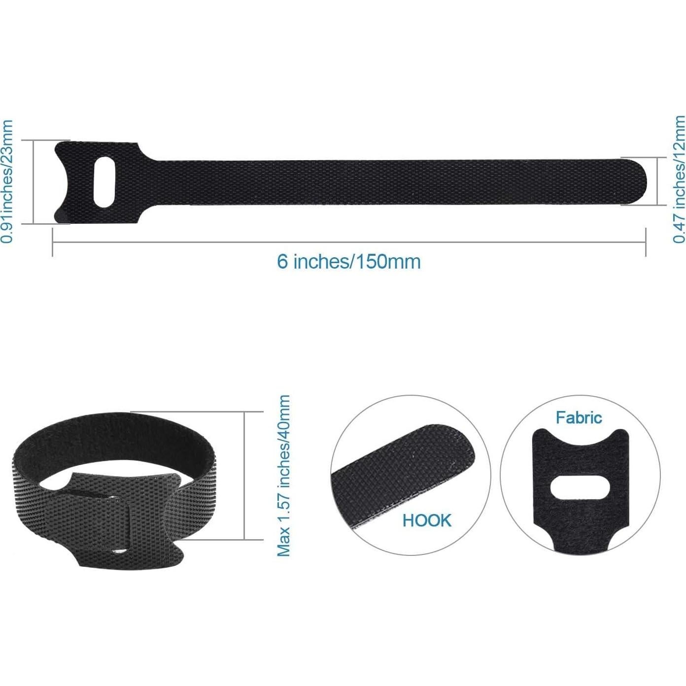 60 Bridas de Cable Reutilizables Hmrope 150mm Negro Gancho Bucle