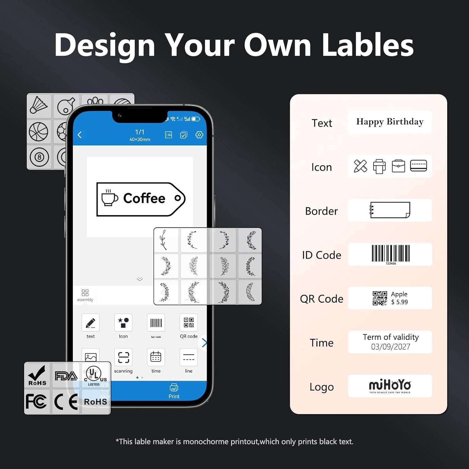 Impresora de Etiquetas Térmica Portátil Prievou WP9520 Bluetooth