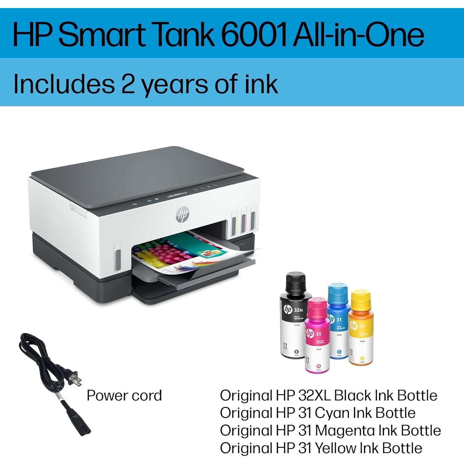 Impresora Multifuncional Inalámbrica HP Smart Tank 6001