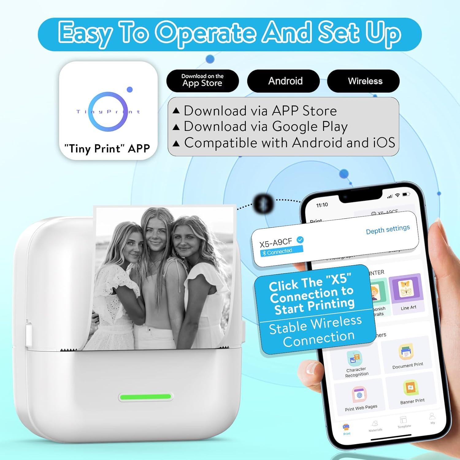 Impresora de Etiquetas Térmica HuiJuKeJi Mini Bluetooth 11 Rollos