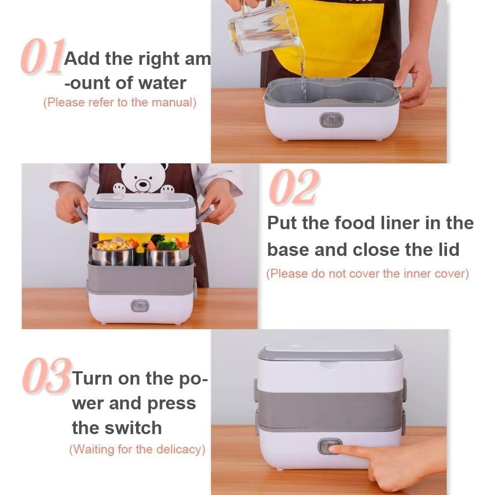 Caja de Almuerzo Eléctrica Tuehakny 2L 220V 200W Acero Inoxidable