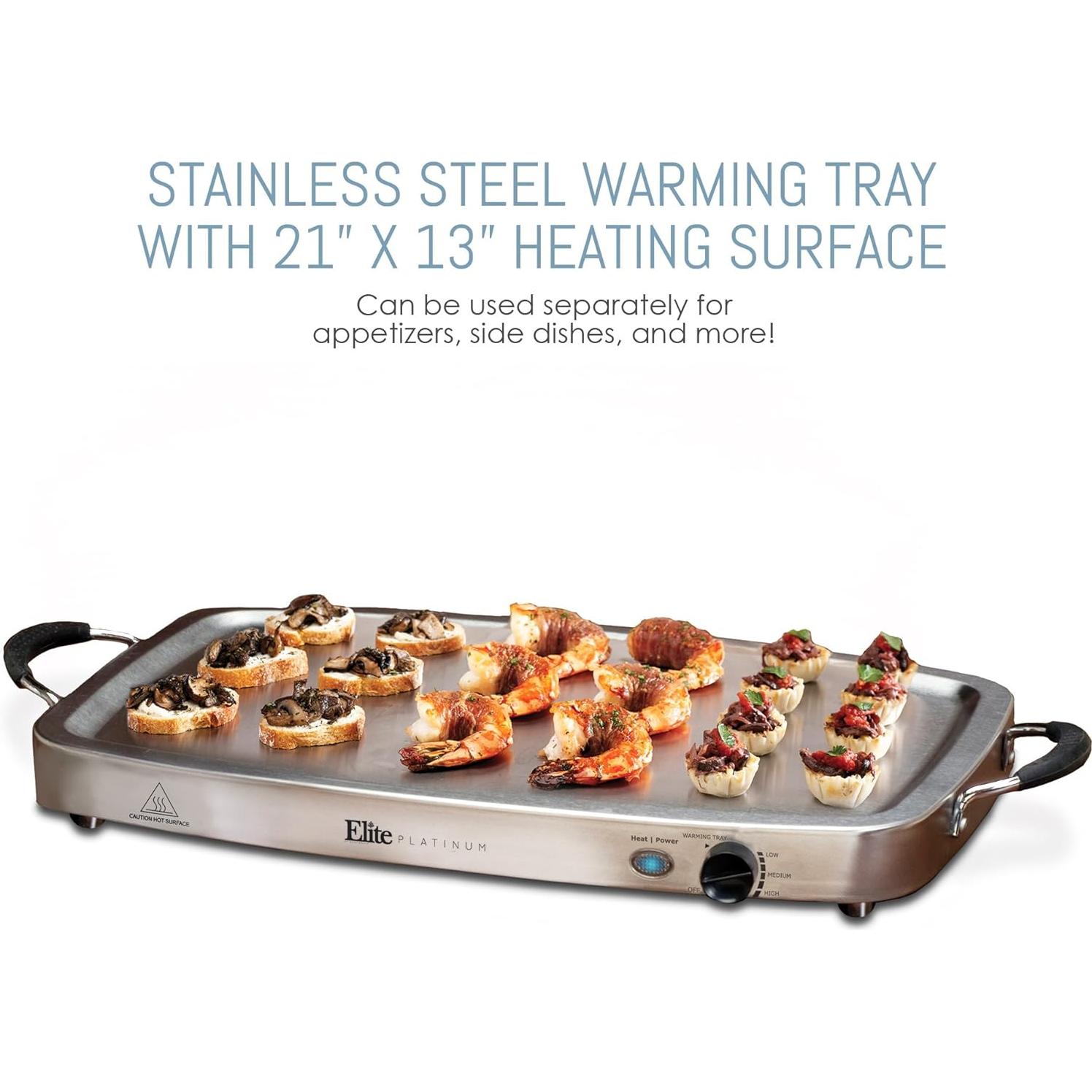 Servidor Buffet Elite Gourmet EWM-9933 3 Bandejas 2.5L Acero Inoxidable