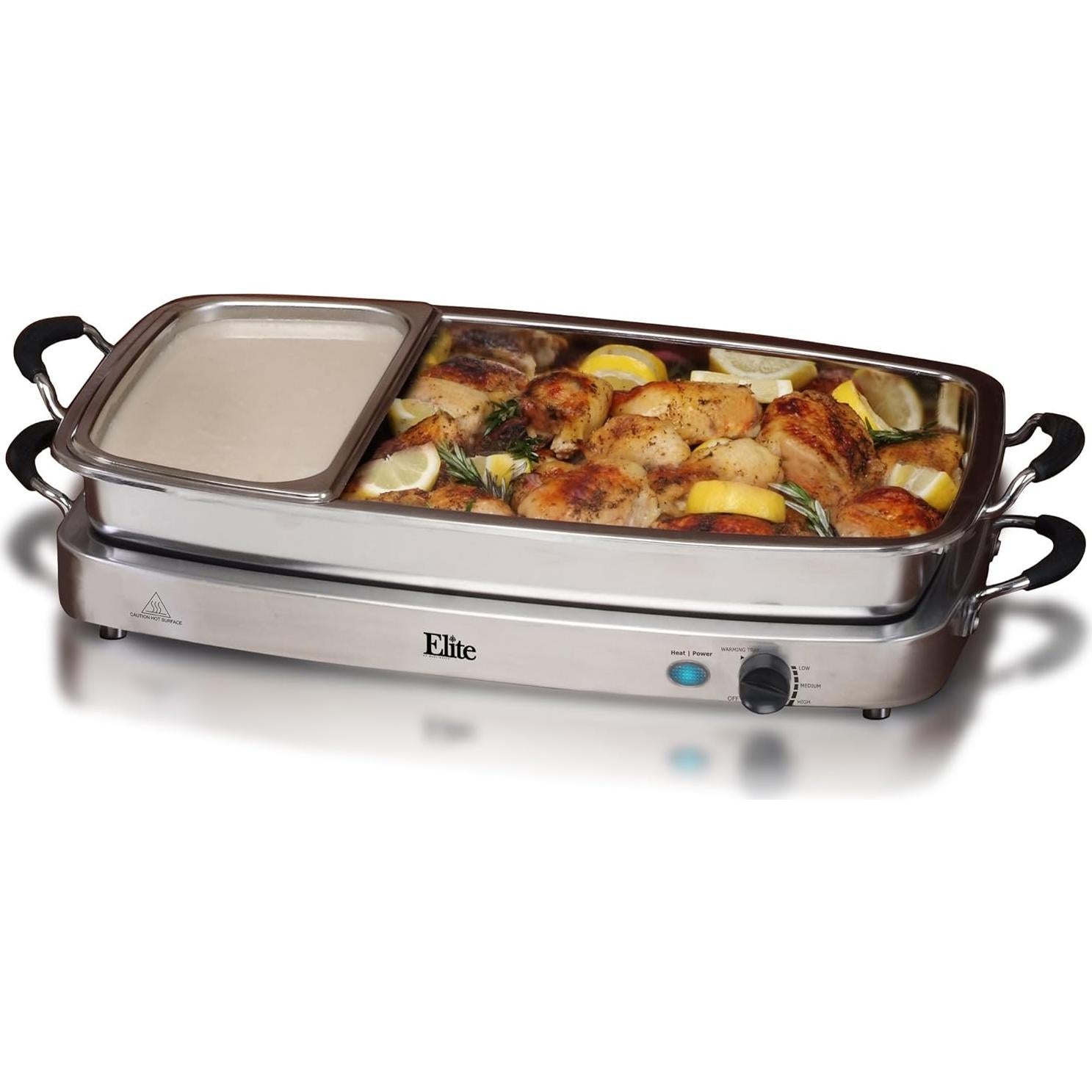 Servidor Buffet Elite Gourmet EWM-9933 3 Bandejas 2.5L Acero Inoxidable