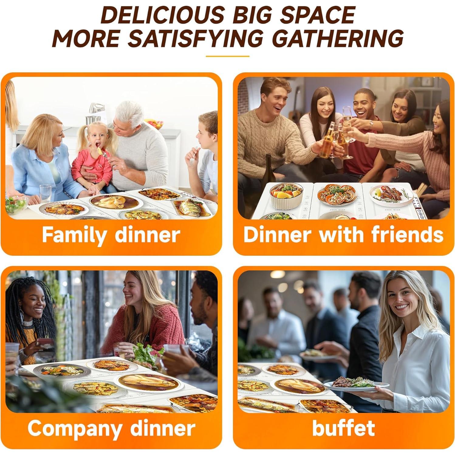 Bandeja de Calentamiento Eléctrica TOPRATED 43x38 cm Plegable