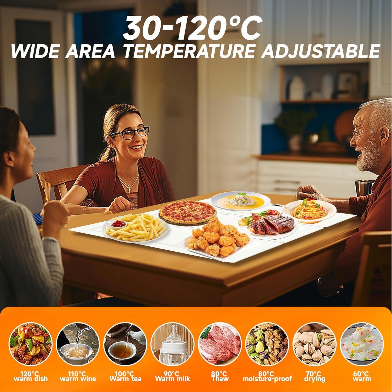 Bandeja de Calentamiento Eléctrica TOPRATED 43x38 cm Plegable