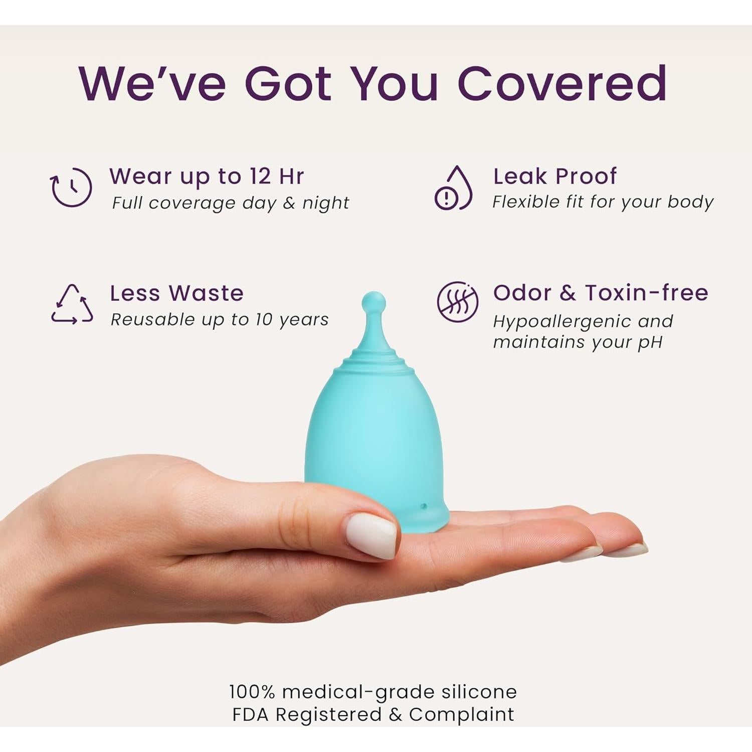 Juego de Copas Menstruales Reutilizables EcoBlossom - 1 Cuenta (Pequeña y Grande)