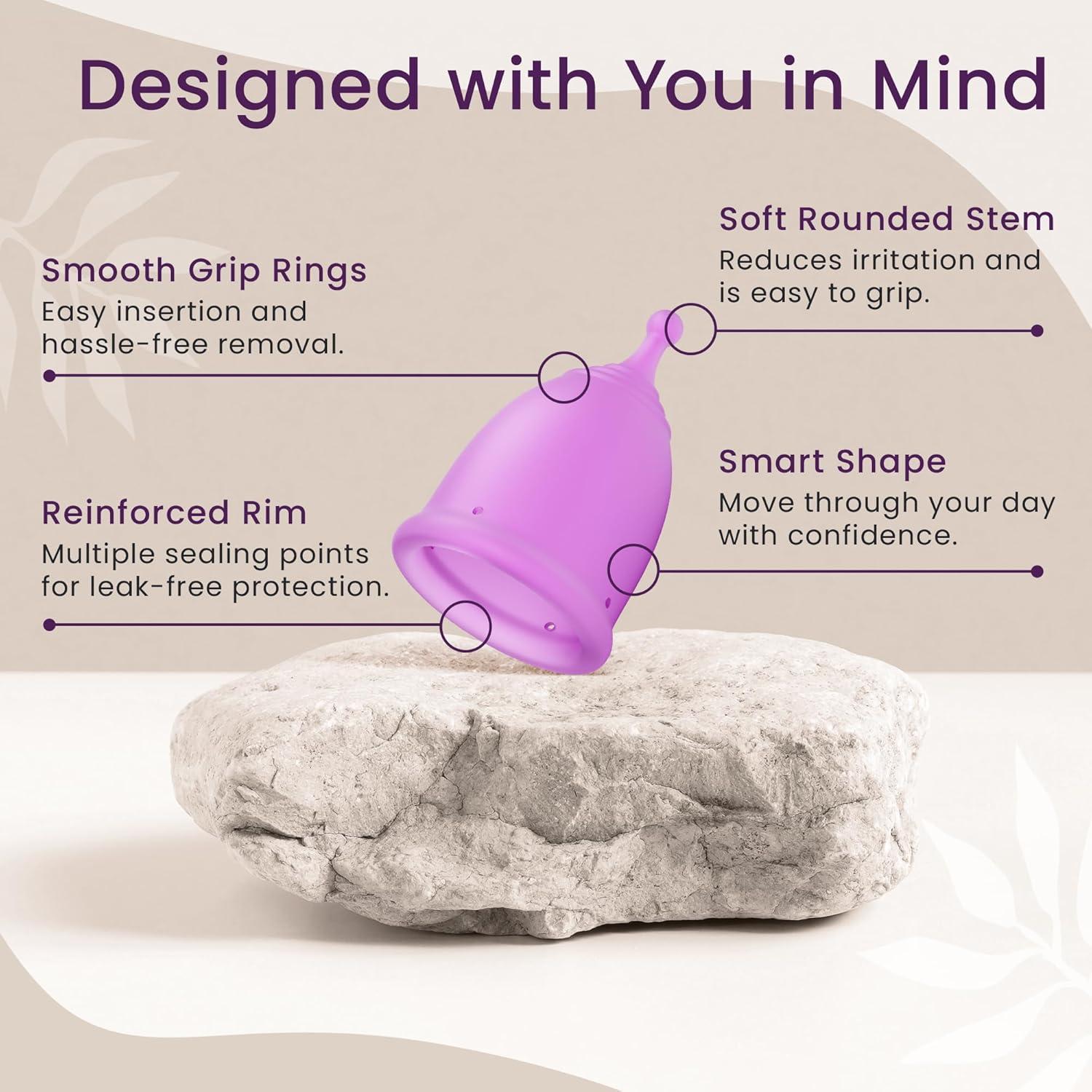 Juego de Copas Menstruales Reutilizables EcoBlossom - 1 Cuenta (Pequeña y Grande)