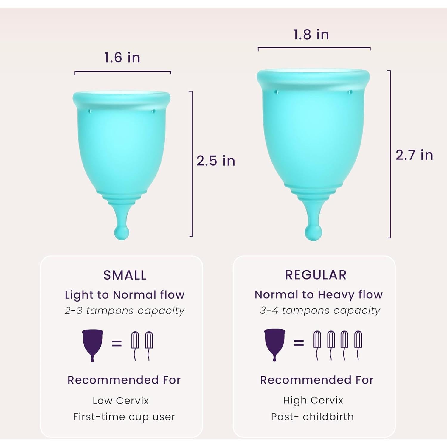 Juego de Copas Menstruales Reutilizables EcoBlossom - 1 Cuenta (Pequeña y Grande)